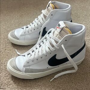 Nike White and Black High-Top Sneakers 8